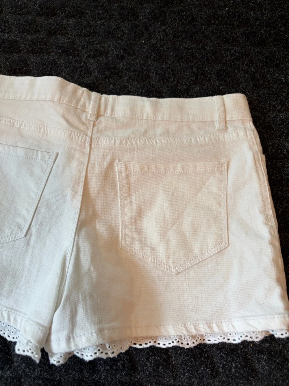 OshKosh B'gosh White Denim Shorts With Eyelet Lace Trim Size 14